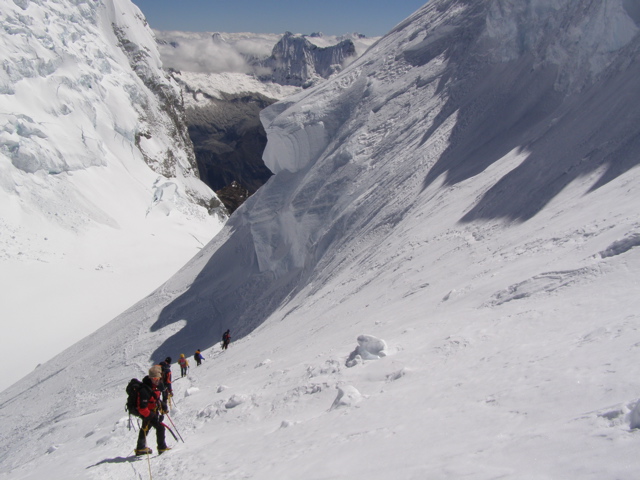 Abstieg ins Hochlager Garganta am Huascaran